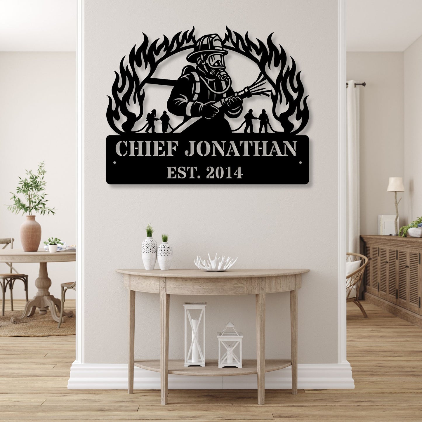 Custom Firefighter Metal Sign, Firefighter Gift, Fire Department Decor, Personalized Fireman Sign, Metal Wall Art, First Responder Gift