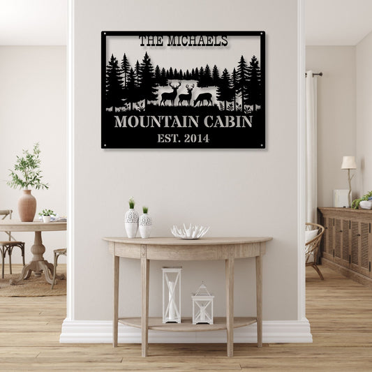 Personalized Deer Family Metal Wall Art, Custom Deer Home Decor, Rustic Wildlife Wall Art, Hunting Gift, Farmhouse Cabin Decor