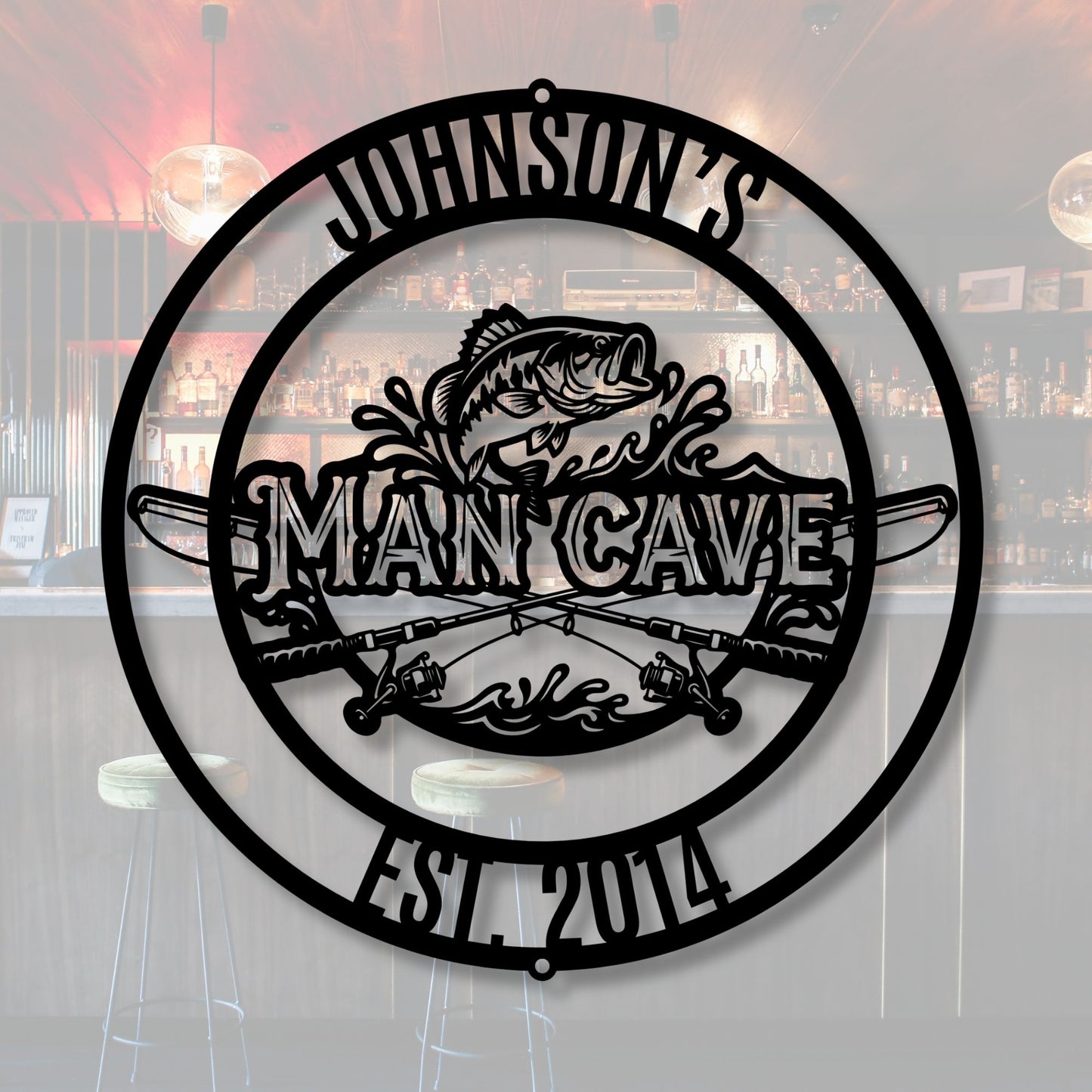Custom Basement Bar Sign, Man Cave Bar Sign, Personalized Metal Name Sign, Speakeasy Wall Decor, Housewarming Gift for Men, Metal Art