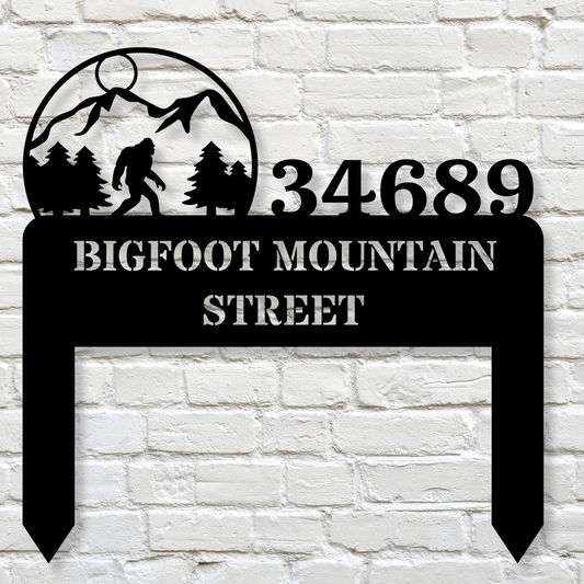 Bigfoot Address Metal Stake Sign, Bigfoot Acres Metal Sign, Bigfoot Address Signage, Bigfoot Cabin Sign, Address Plaque, Horizontal Address Sign