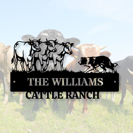 Personalized Ranch Metal Sign, Custom Family Name Cattle Sign, Farmhouse Wall Decor, Outdoor Metal Sign for Barn, Gift for Farmer, Rancher Gift