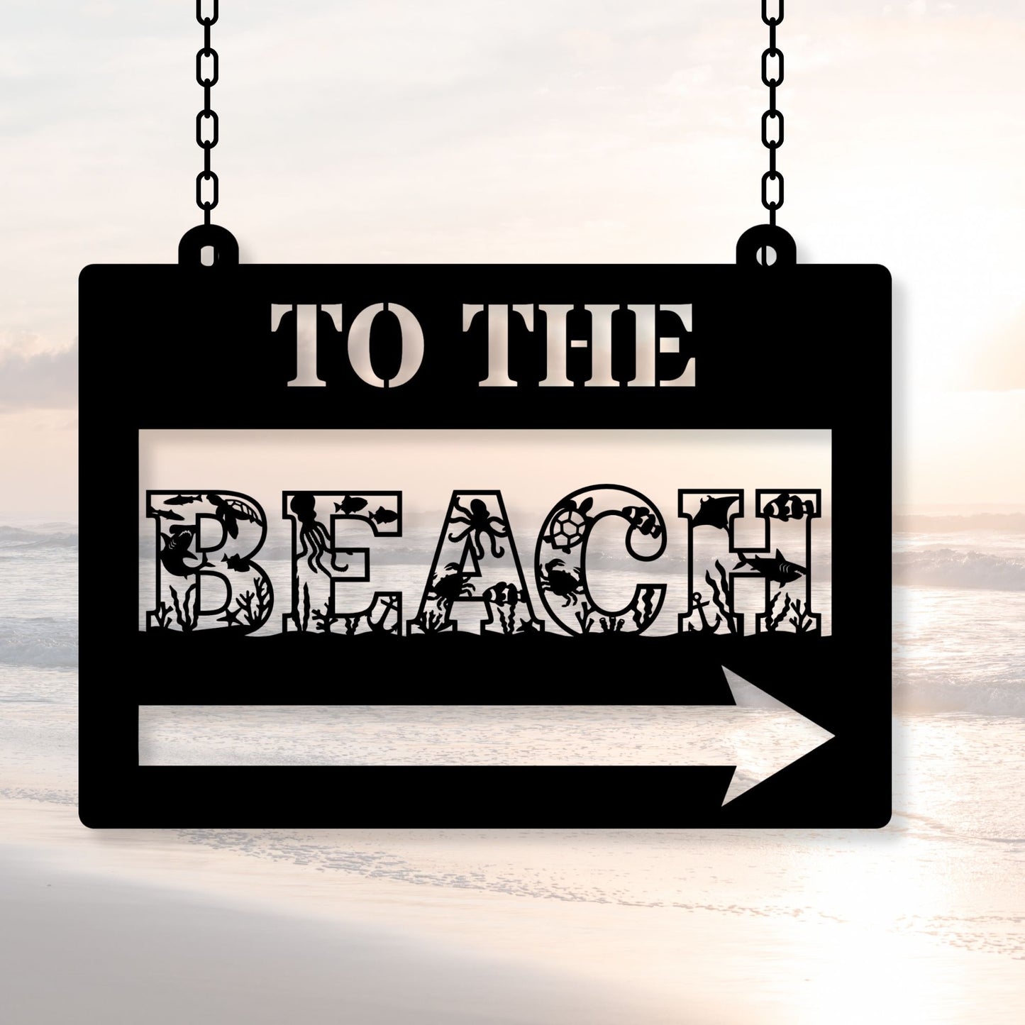 To the Beach Metal Sign, Beach House Decor, Coastal Wall Art, Beach Sign, Nautical Home Decor, Ocean Theme Sign, Seaside Wall Hanging