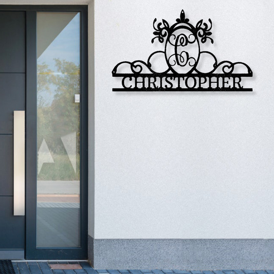 Initial and Name Monogram - Steel Sign