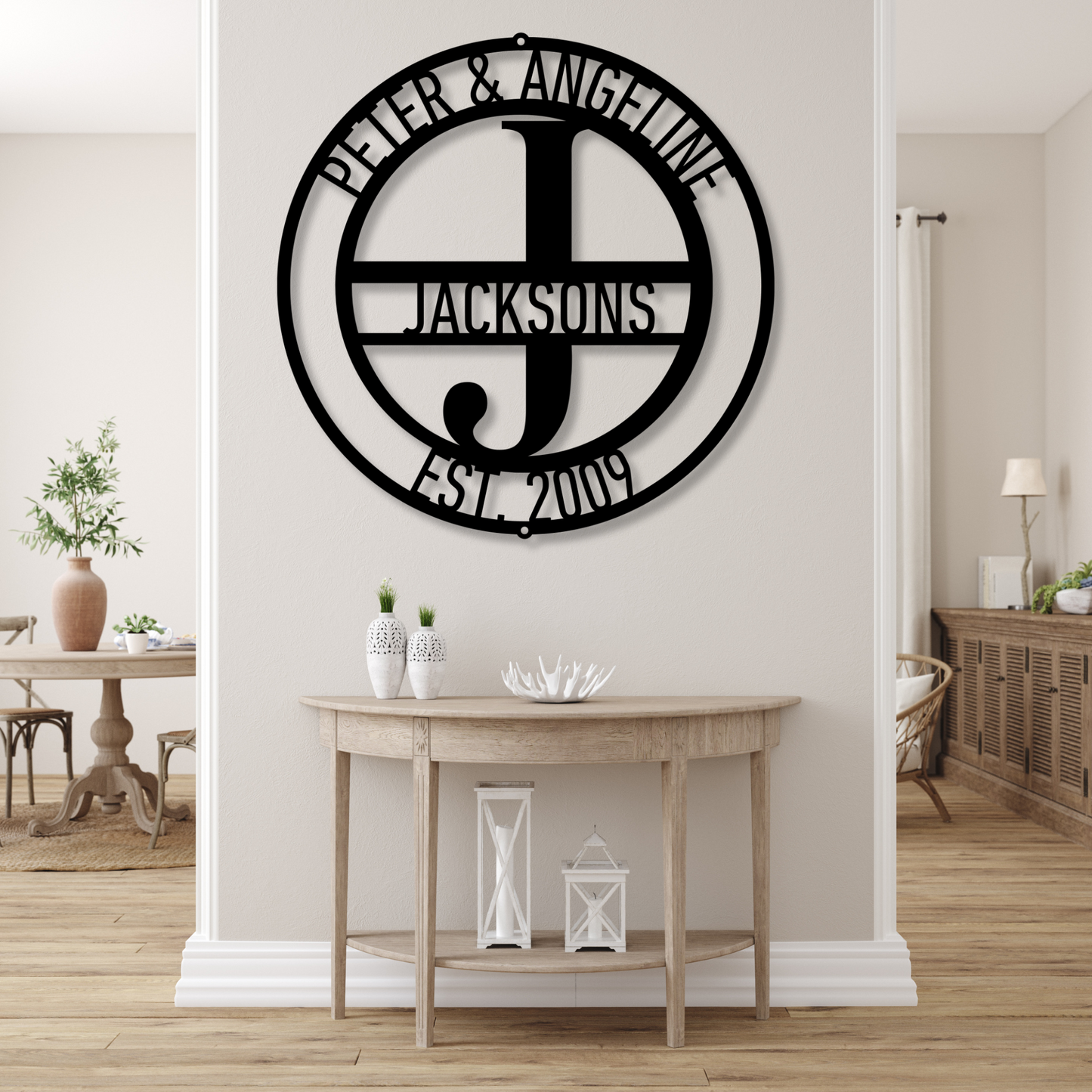 Personalized Family Name Monogram Metal Sign, Custom Metal Artwork for Home Decor, Monogram Wall Hanging, Personalized Decor Art