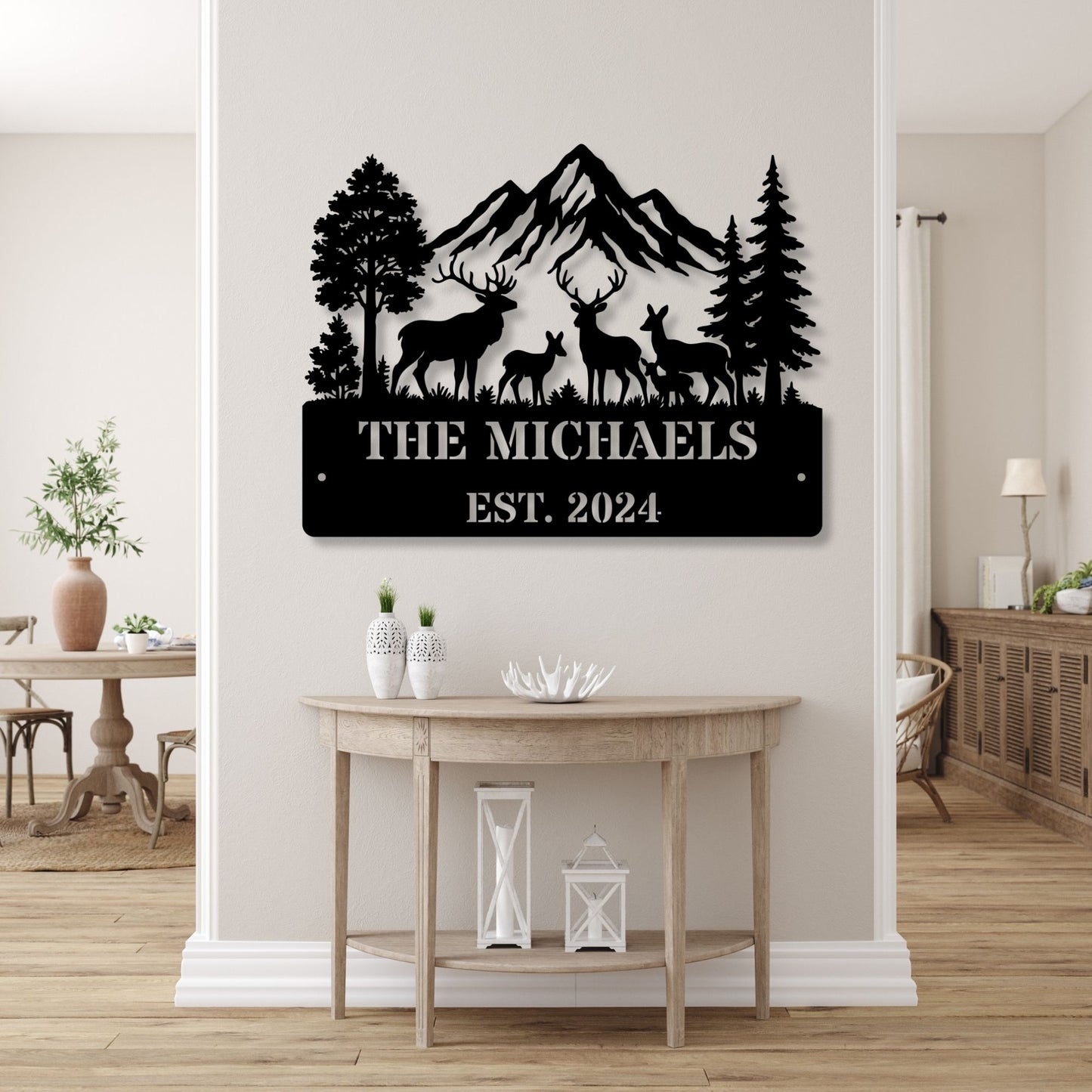 Personalized Deer Family Name Metal Sign, Custom Deer Decor, Rustic Wildlife Wall Art, Hunting Family Gift, Farmhouse Home Decor