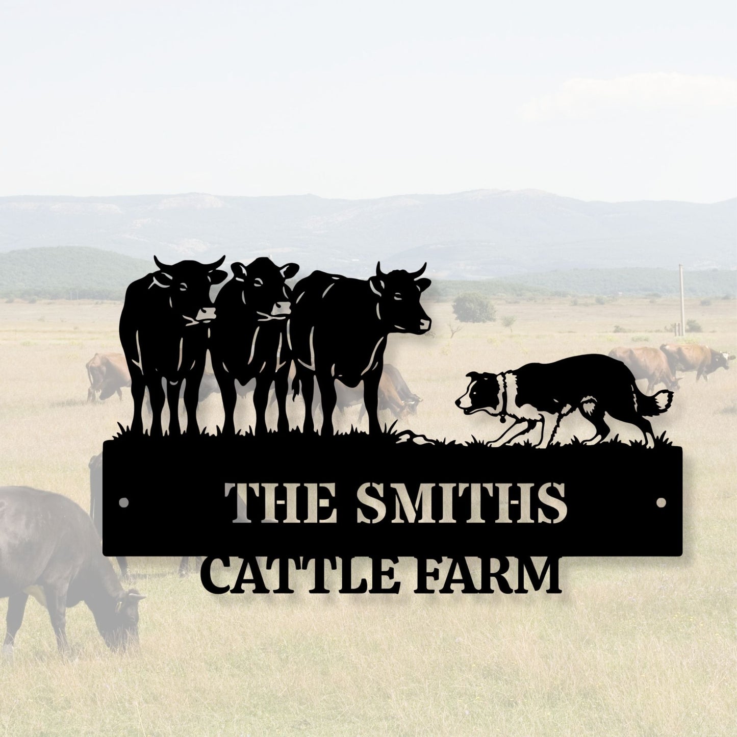 Custom Cattle Ranch Metal Sign, Personalized Farm Name Sign, Metal Ranch Gates Decor, Texas Longhorn Wall Art, Cowboy Gift, Est Year Sign
