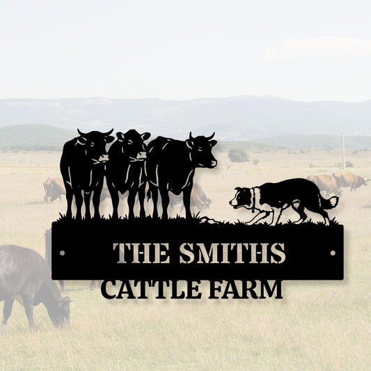 Custom Cattle Ranch Metal Sign, Personalized Farm Name Sign, Metal Ranch Gates Decor, Texas Longhorn Wall Art, Cowboy Gift, Est Year Sign
