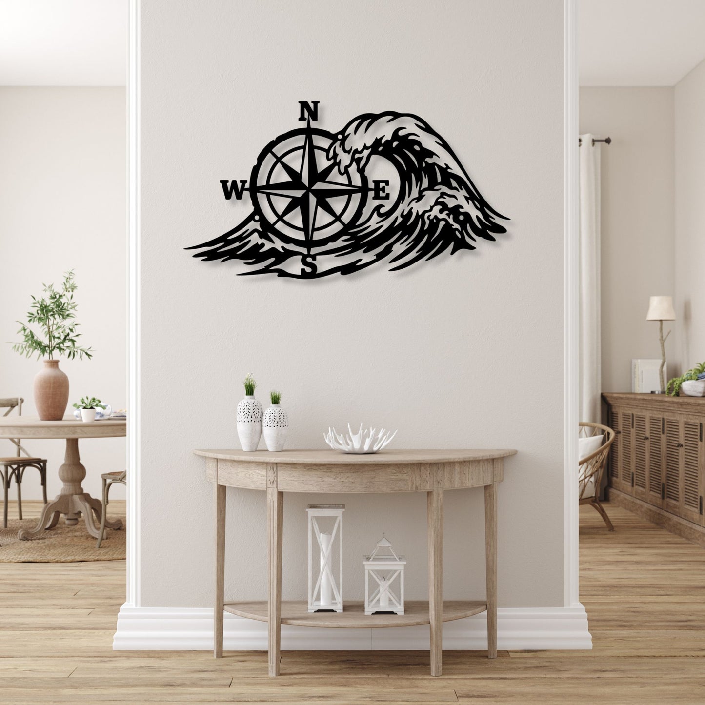 Nautical Compass Metal Sign, Compass Wall Art, Nautical Wall Decor, Marine Metal Sign, Coastal Home Decor, Sailing Gift, Beach House Art