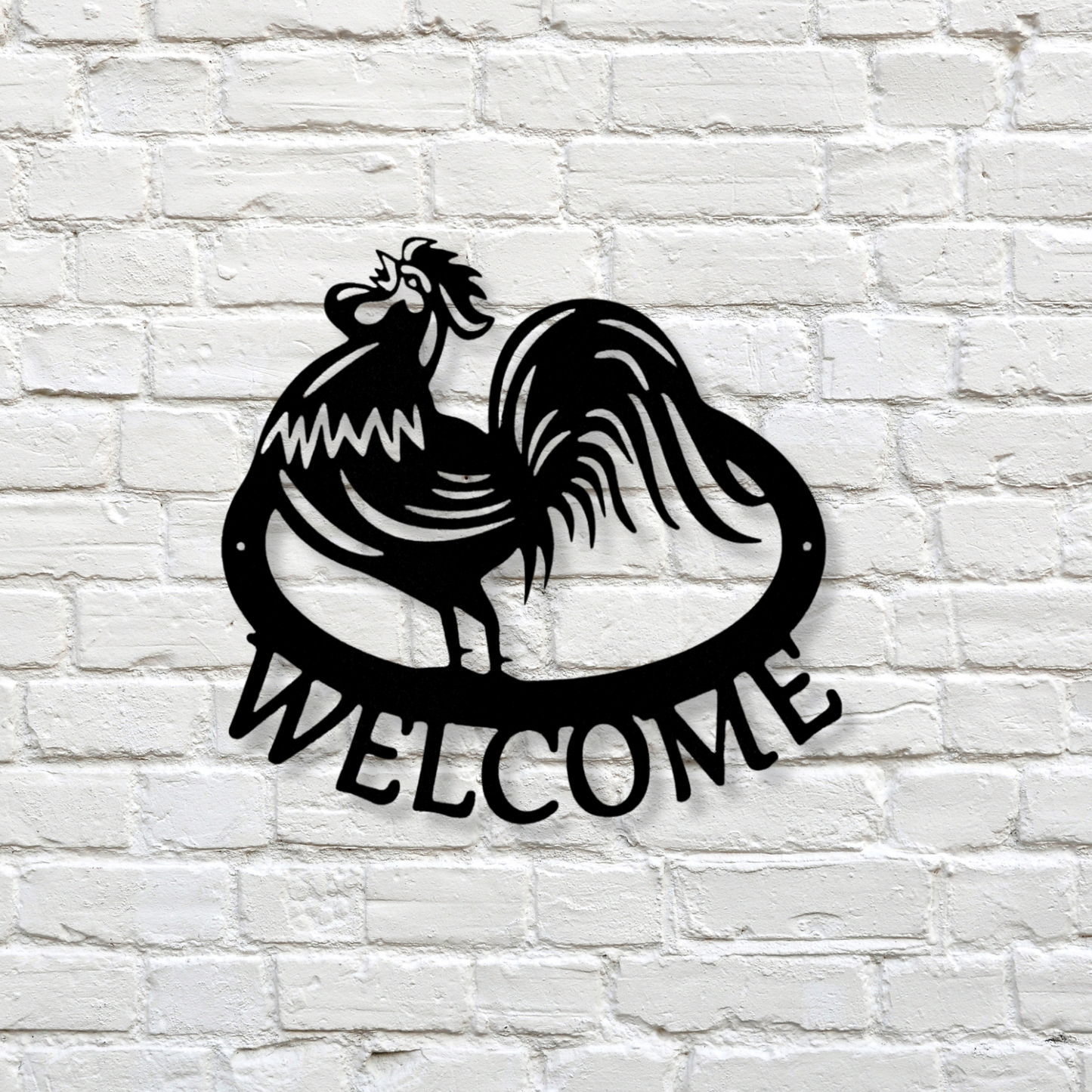 Welcome Rooster Metal Sign, Front Door Signage, Porch Decor, Patio Metal Wall Art, Welcome Sign for Front Porch, Welcome Metal Sign Entryway