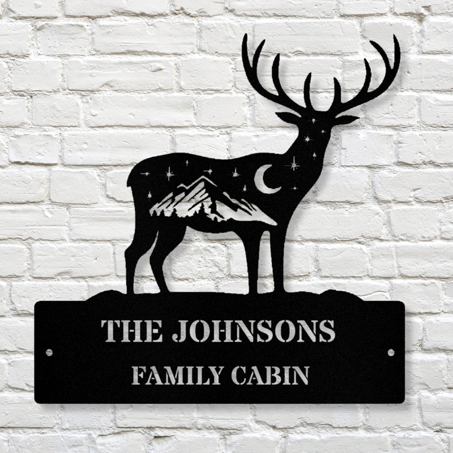 Custom Deer Metal Sign, Personalized Cabin Decor, Last Name Metal Sign, Rustic Home Decor, Deer Wall Art, Wall Hanging Sign
