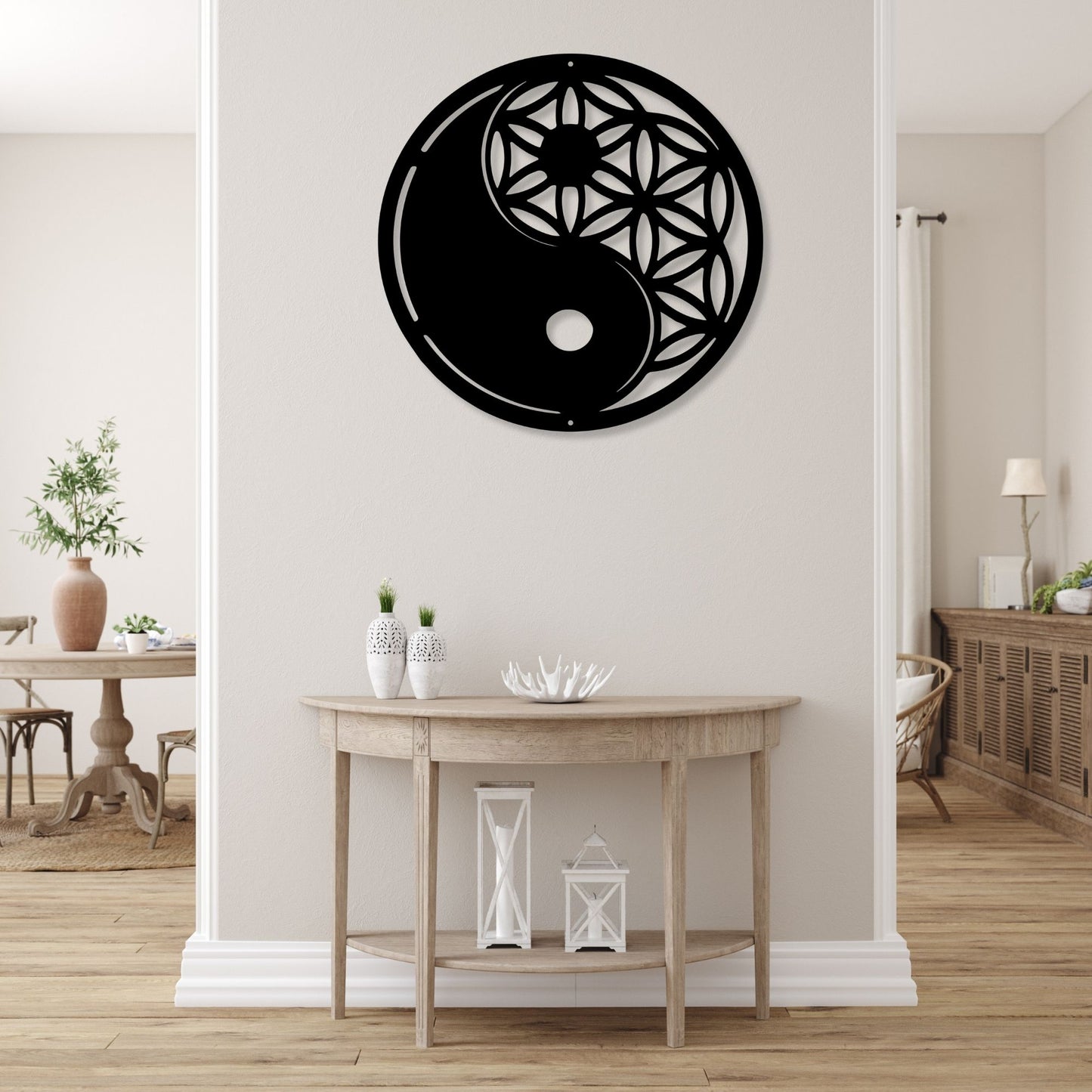 Metal Yin Yang Wall Art, Outdoor Metal Tree Sign, Zen Garden Decor, Patio Wall Hanging, Weatherproof Metal Art, Housewarming Gift Idea