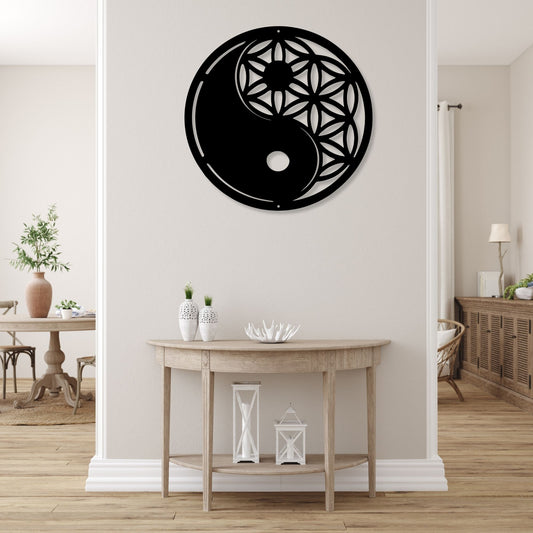 Metal Yin Yang Wall Art, Outdoor Metal Tree Sign, Zen Garden Decor, Patio Wall Hanging, Weatherproof Metal Art, Housewarming Gift Idea