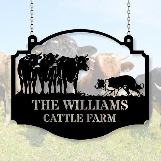 Personalized Gift for Cattle Farmer | Custom Ranch Metal Sign | Father's Day Gift, Texas Style Decor, Est Family Name Sign, Barn Wall Art