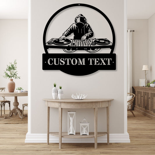 Personalized DJ Metal Wall Art, Custom DJ Gift, Music Wall Decor, DJ Studio Art, Music Lover Gift, Turntable Metal Sign, DJ Room Decor