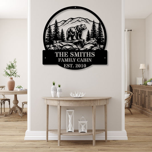 Personalized Mountain Cabin Decor Sign, Custom Cabin Sign, Rustic Lodge Decor, Mountain Home Gift, Cabin Wall Art, Wood Sign