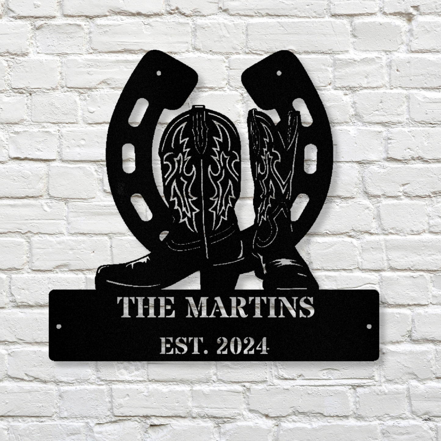 Custom Cowboy Boots Metal Sign, Established Metal Sign, Boots Wall Art Decor, Address Metal Wall Sign, Last Name Metal Sign, Wall Hanging