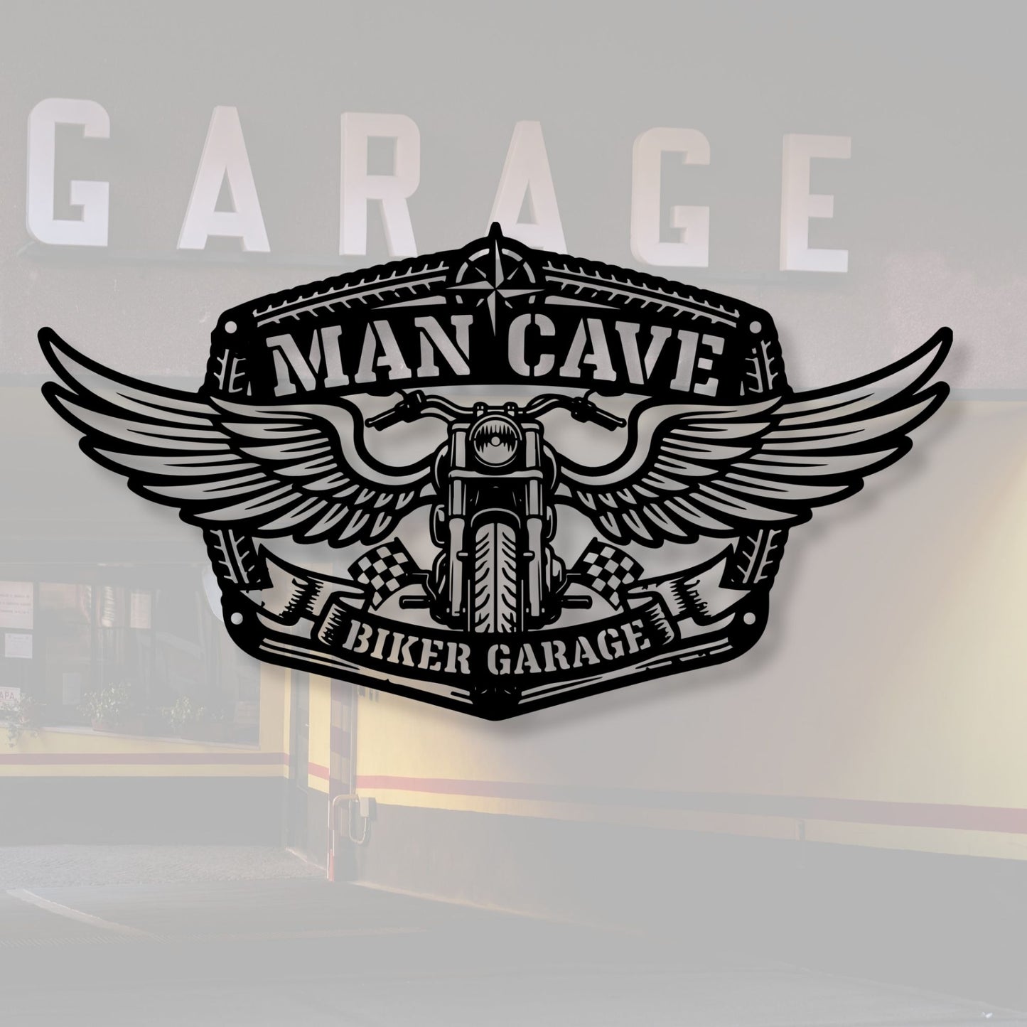 Biker Garage Metal Sign, Personalized Man Cave Decor, Custom Motorcycle Wall Art, Route 66 Retro Sign, Chopper Rider Gift, Workshop Sign