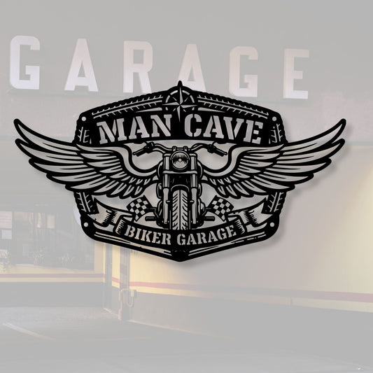 Biker Garage Metal Sign, Personalized Man Cave Decor, Custom Motorcycle Wall Art, Route 66 Retro Sign, Chopper Rider Gift, Workshop Sign