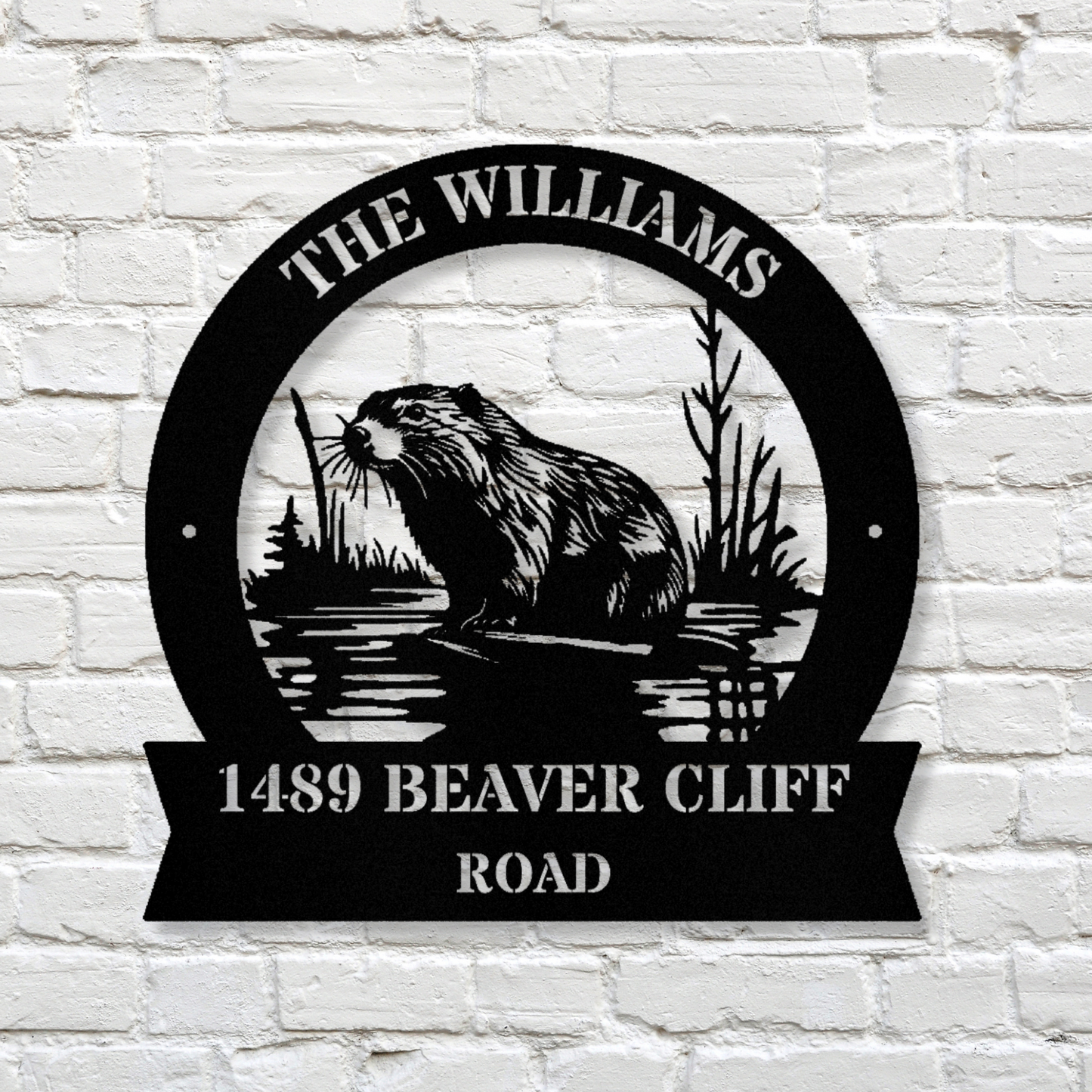 Beaver Metal Sign, Family Name Sign, House Address, Rustic Metal Decor, Customized Name Sign, Animal Wall Art, Wildlife Gift Decor