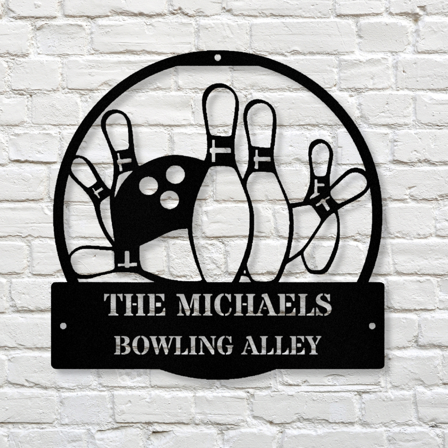 Custom Bowling Metal Wall Sign, Last Name Metal Wall Decor, Bowling Themed Metal Art Decor, Large Wall Metal Sign, Bowling Alley Sign