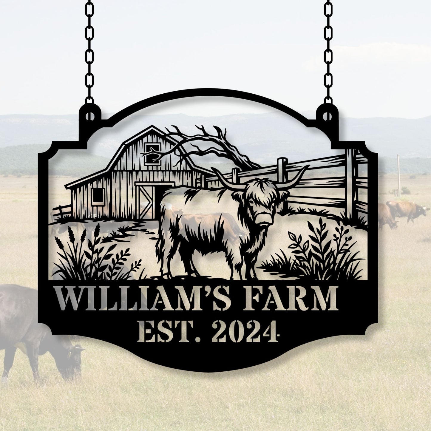 Personalized Metal Farm Sign With Name, Custom Farm Sign, Farmhouse Decor, Ranch Sign, Rustic Metal Sign, Farm Gift, Barn Name Sign