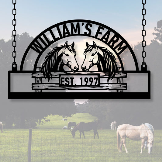 Custom Horse Farm Metal Sign, Personalized Farm Sign, Equestrian Decor, Ranch Sign, Barn Sign, Stable Decor, Horse Lover Gift