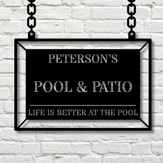 Custom Palm Tree Pool Sign, Personalized Tropical Metal Art, Large Patio Decor, Outdoor Wall Art for Poolside, Gift for Both