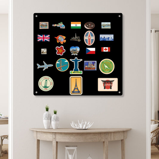 Minimalist Metal Travel Board | Modern Magnetic Map Wall Art | Personalized Travel Destination Tracker | Push Pin Map Alternative | Office Decor
