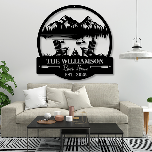 Custom River House Sign, Last Name River House Sign, Custom Cabin Sign, Family Gift Sign