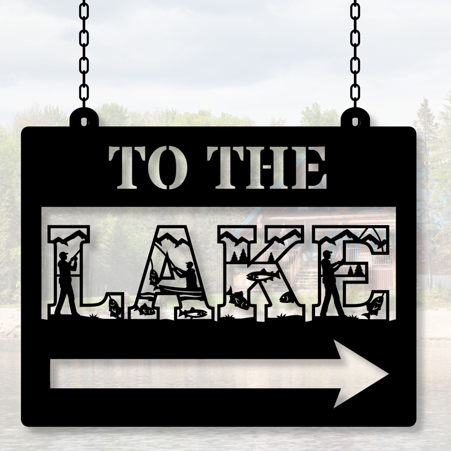 To the lake metal sign, lake house sign, cabin decor, rustic lake sign, lake life wall art, vintage metal sign, cottage decor gift