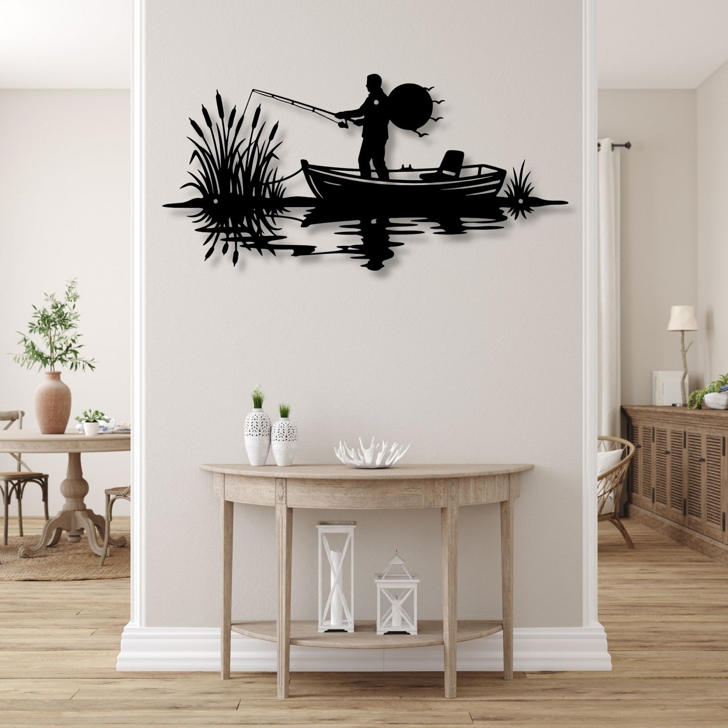 Fishing Metal Sign Gift for Dad, Fisherman Wall Decor, Fishing Gift, Man Cave Decor, Father's Day Gift, Rustic Lake House Sign