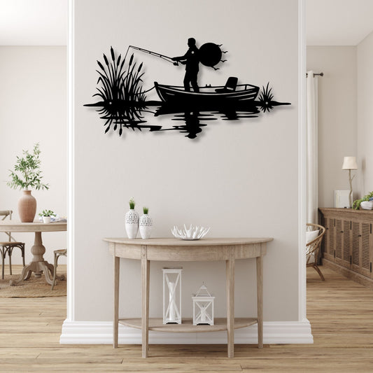 Fishing Metal Sign Gift for Dad, Fisherman Wall Decor, Fishing Gift, Man Cave Decor, Father's Day Gift, Rustic Lake House Sign
