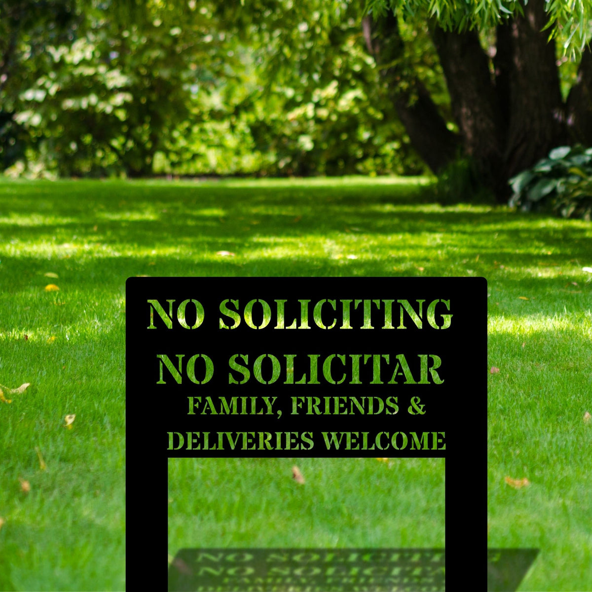 No Soliciting Metal Sign, Deliveries Welcome Sign, No Solicitar Yard Sign, Outdoor Front Door Decor
