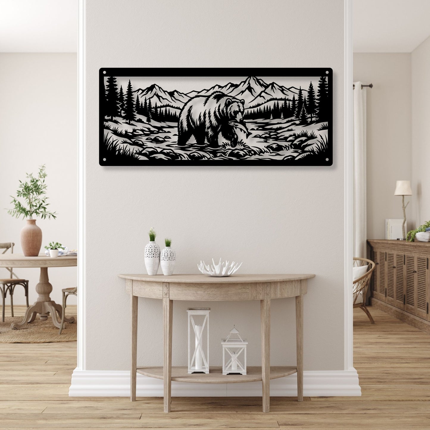 Mountain bear wall art decor, bear wall art, wilderness decor, nature wall art, cabin decor, rustic wall art, wildlife art print
