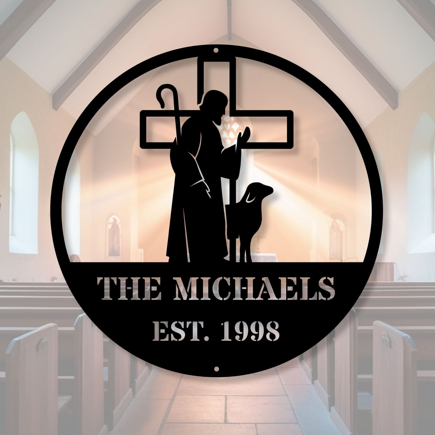 Personalized Christ Shepherd Metal Sign, Christian Wall Art, Religious Decor, Jesus Metal Sign, Faith Home Decor, Shepherd Wall Art