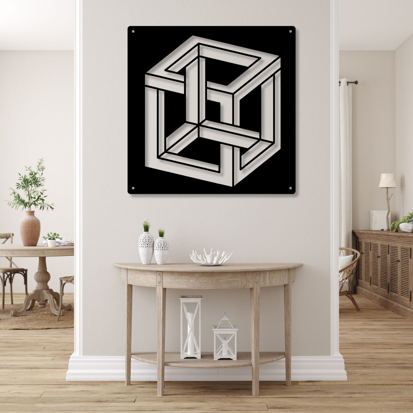 Geometric Metal Wall Sign, Geometric Wall Art, Modern Metal Wall Decor, Abstract Metal Sign, Contemporary Home Decor Gift