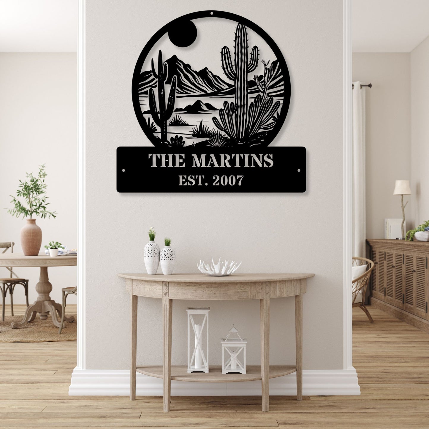 Personalized Desert Metal Art, Custom Cactus Wall Decor, Southwest Metal Sign, Western Wall Art, Desert Home Decor, Rustic Metal Art