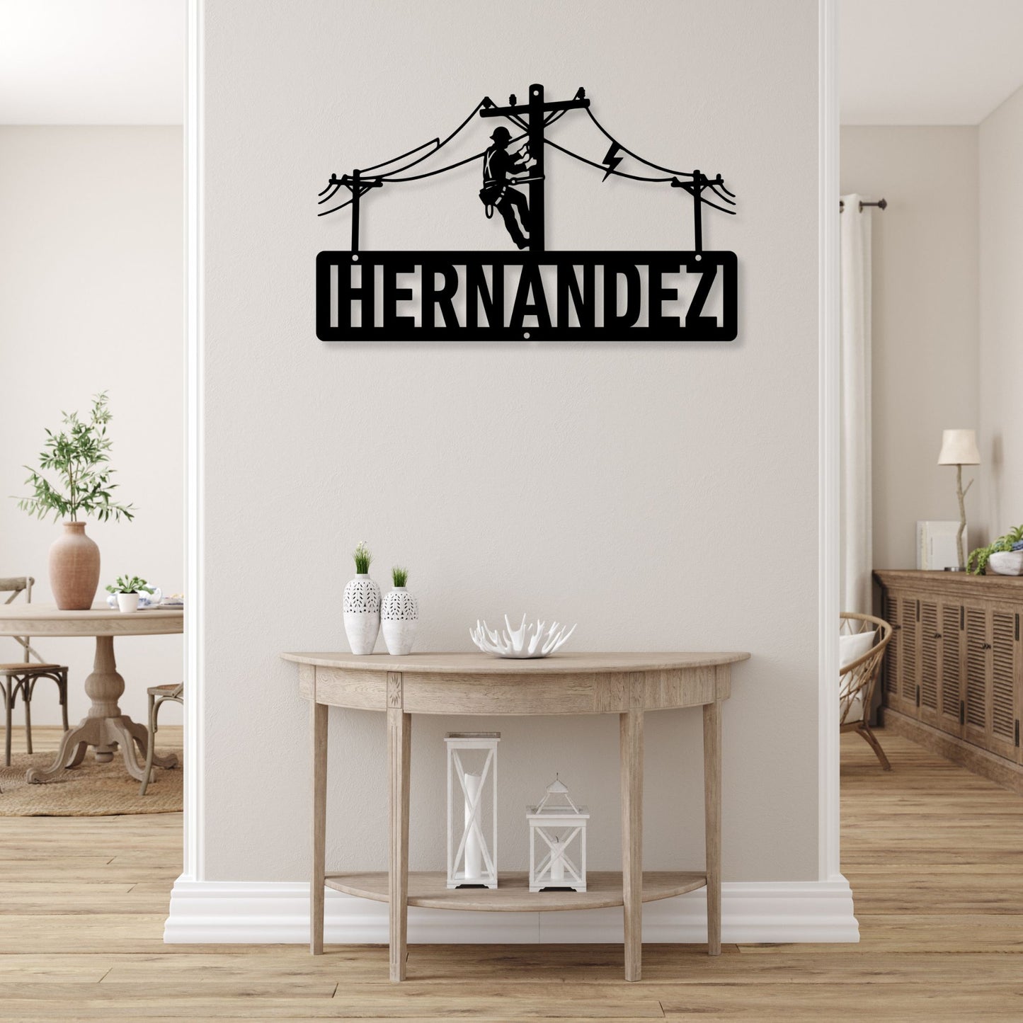 Personalized Lineman Metal Wall Decor, Custom Electrician Gift for Men, Utility Worker Steel Sign, Lineman Retirement Gift, Father's Day Metal Art