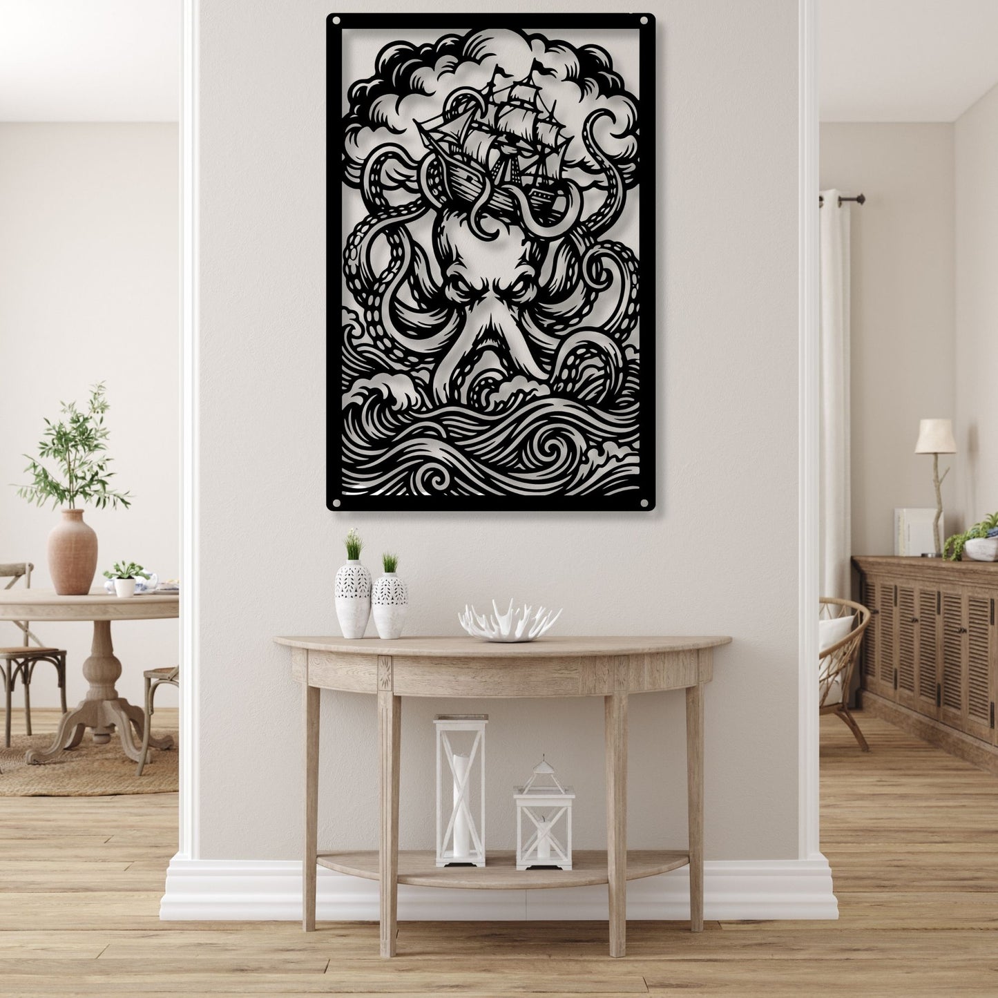 Kraken Wall Art, Octopus Print, Ocean Wall Decor, Nautical Art, Sea Creature Print, Marine Life Art, Coastal Home Decor
