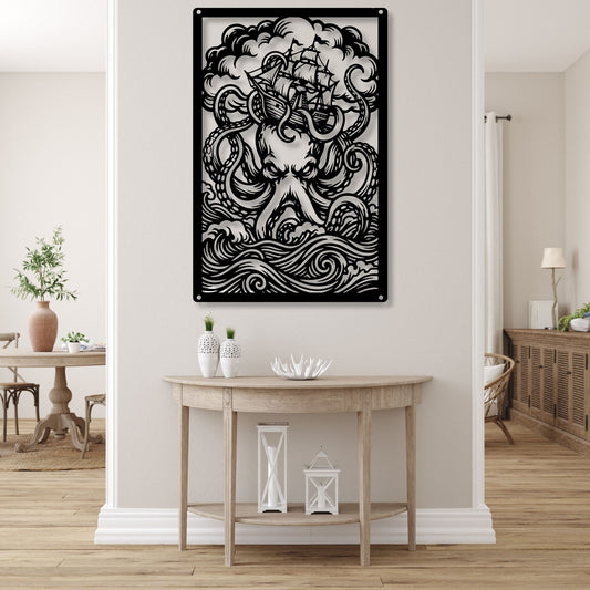 Kraken Wall Art, Octopus Print, Ocean Wall Decor, Nautical Art, Sea Creature Print, Marine Life Art, Coastal Home Decor