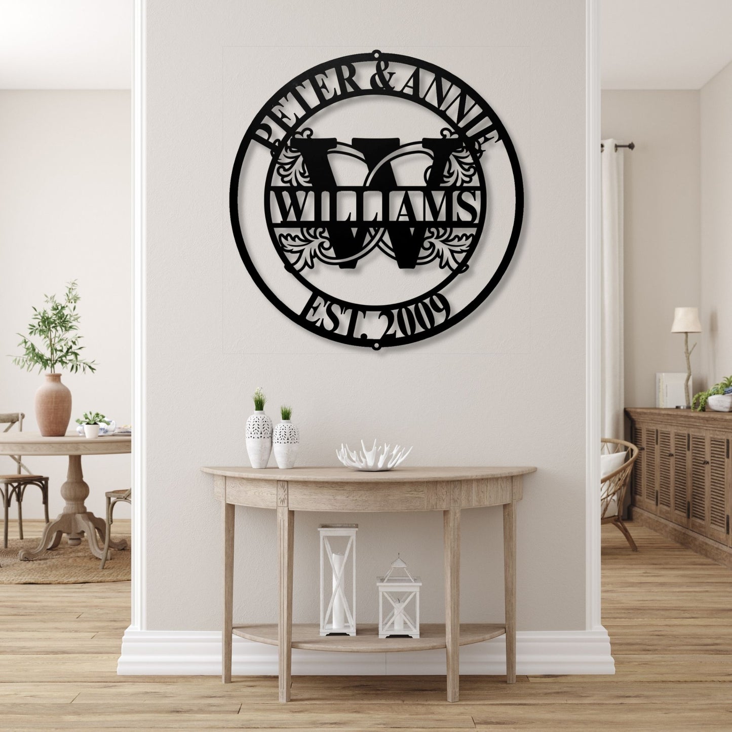 Custom Family Name Metal Sign Monogram Wall Art, Last Name Established Sign, Personalized Wedding Gift Outdoor Metal Decor, Anniversary Present