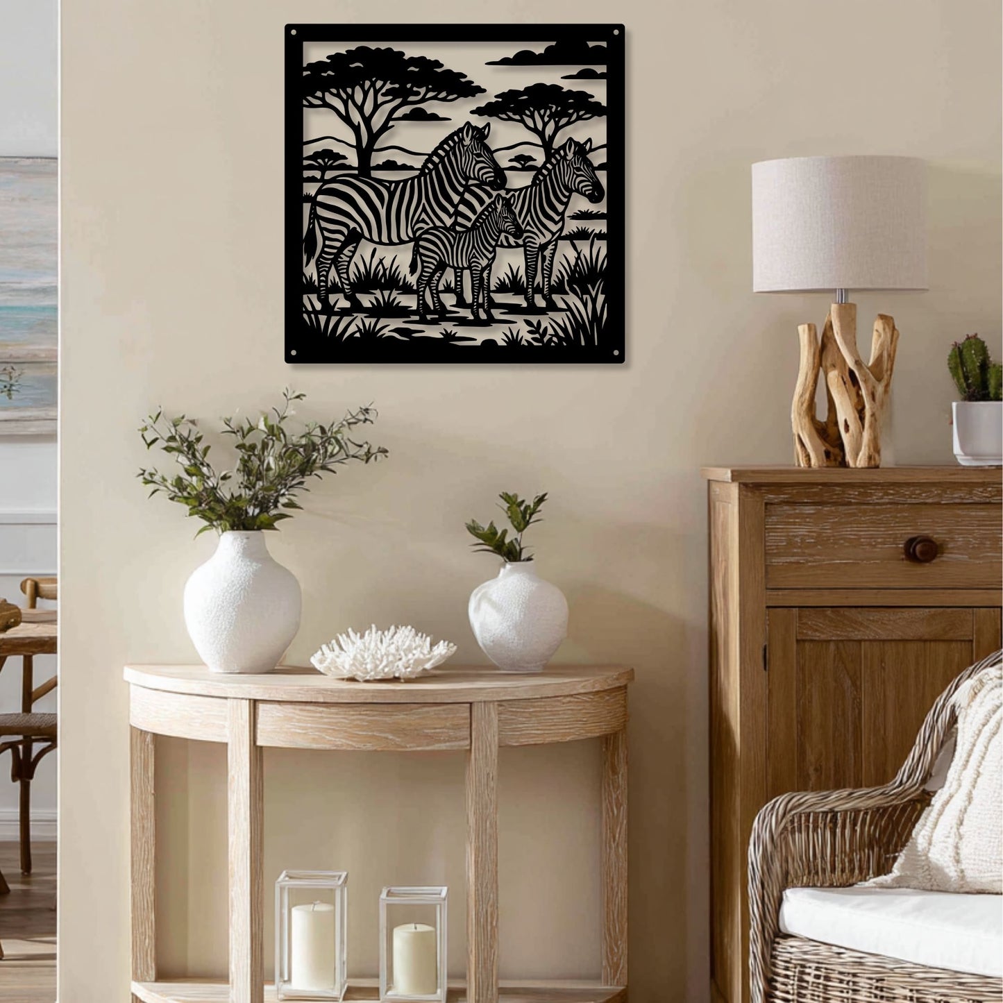 African Zebra Metal Wall Art, Safari Animal Metal Sign, Zebra Stripes Home Decor, African Wildlife Wall Hanging, Nature Lover Gift, Savannah Silhouette