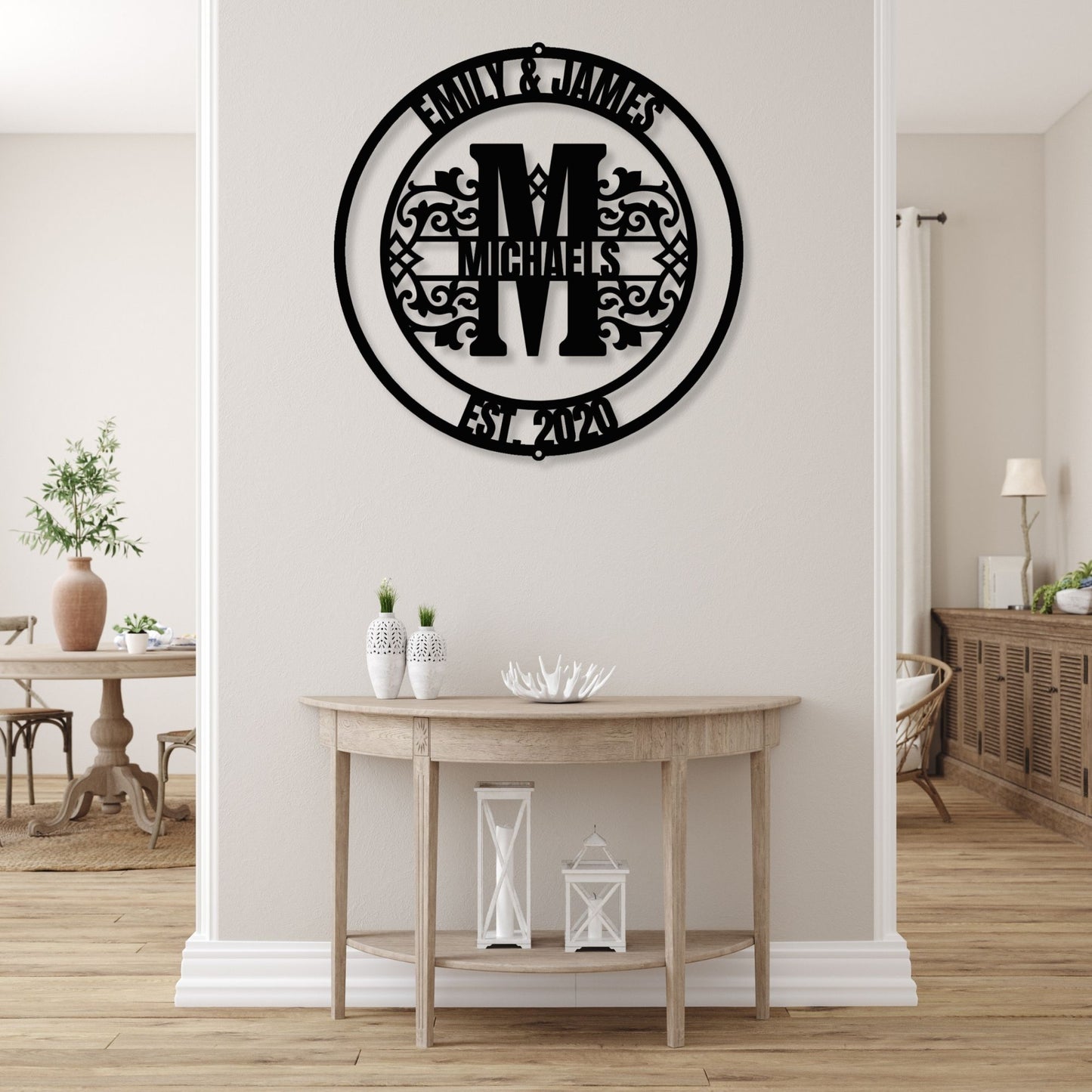 Personalized Wedding Gift Monogram | Custom Metal Art Family Name Sign | Anniversary Gift for Couple, Newlywed Wall Decor, Bridal Shower