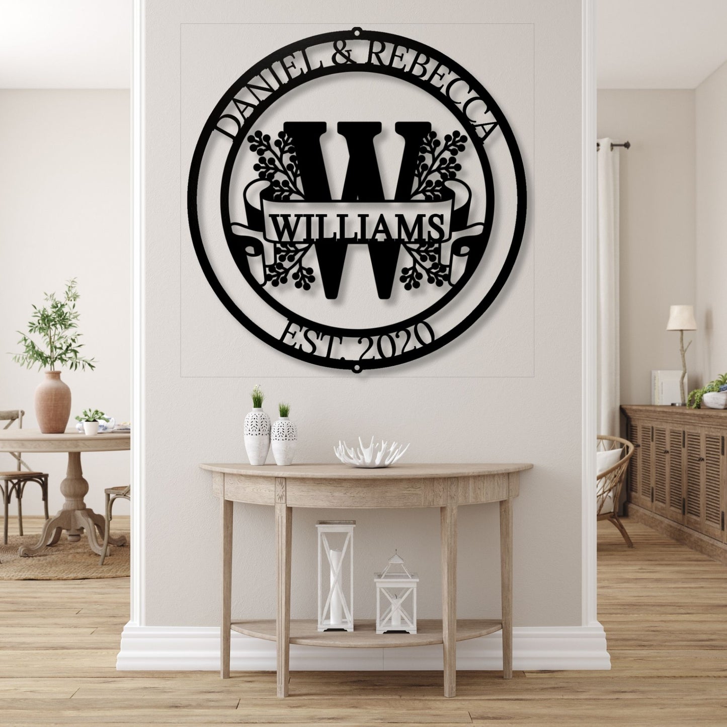 Custom Monogram Metal Sign with Family Name | Personalized Wedding Gift | Est Last Name Sign, Anniversary Gift for Parents, Outdoor Wall Art
