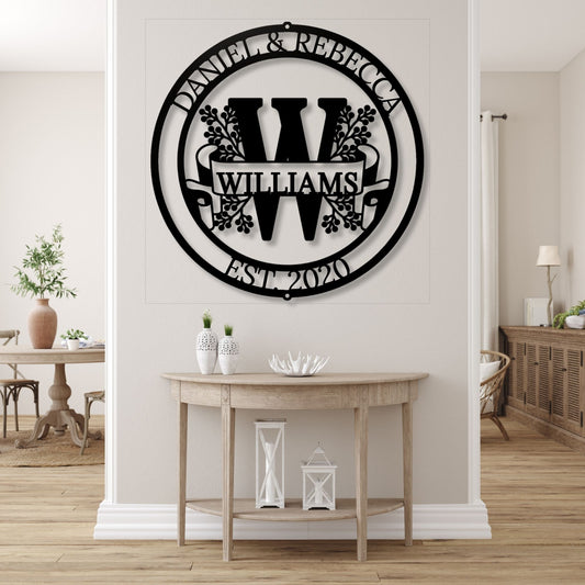 Custom Monogram Metal Sign with Family Name | Personalized Wedding Gift | Est Last Name Sign, Anniversary Gift for Parents, Outdoor Wall Art