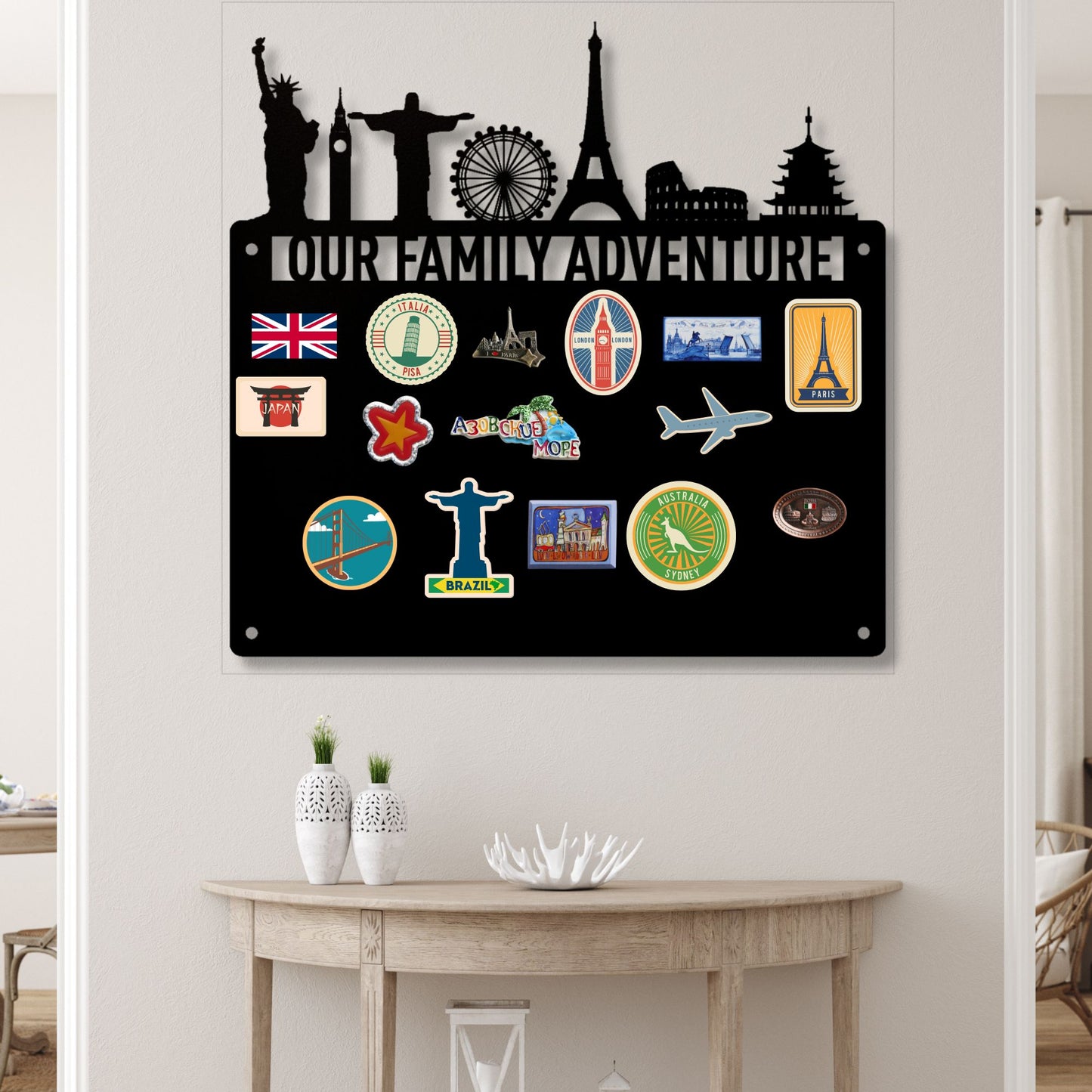 Custom Metal Travel Map Board | Magnetic World Travel Tracker | Personalized Vacation Scratch Off Alternative | Wanderlust Gift For Travelers