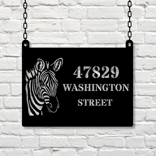 Custom Zebra Address Wall Metal Sign, Personalized Address Metal Sign, Housewarming Gift, Custom Metal Decor, Address Plaquen