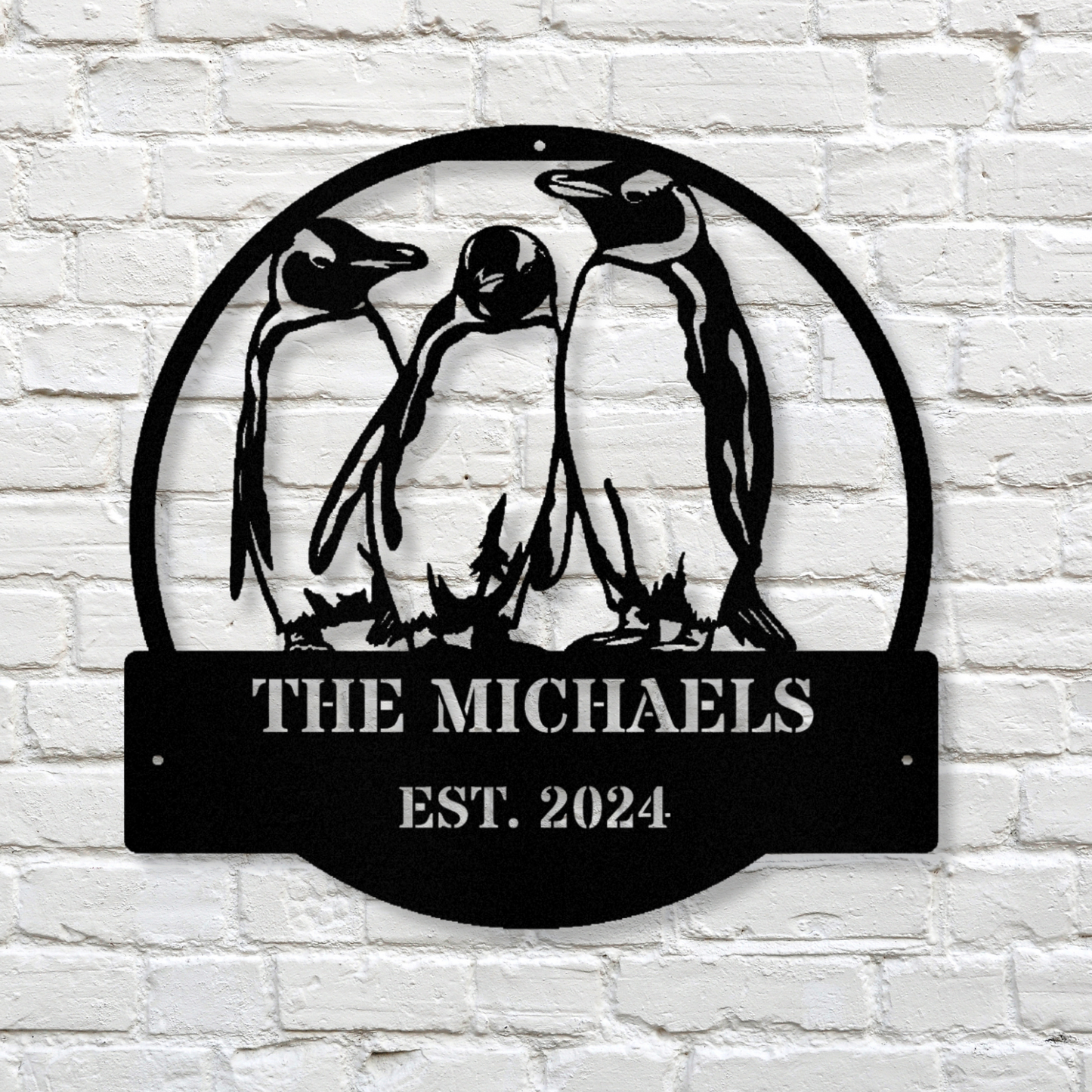 Personalized Penguin Metal Sign, Custom Wall Hanging, Penguin Wall Art Decor, Metal Penguin Decor, Animal Metal Art, Wall Hanging Gift