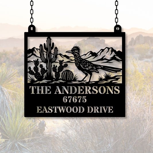 Custom Address Number Plate, Personalized Roadrunner Metal Sign, Desert Home Decor, Southwest Porch Sign, Yard Name Sign, New Mexico Gift