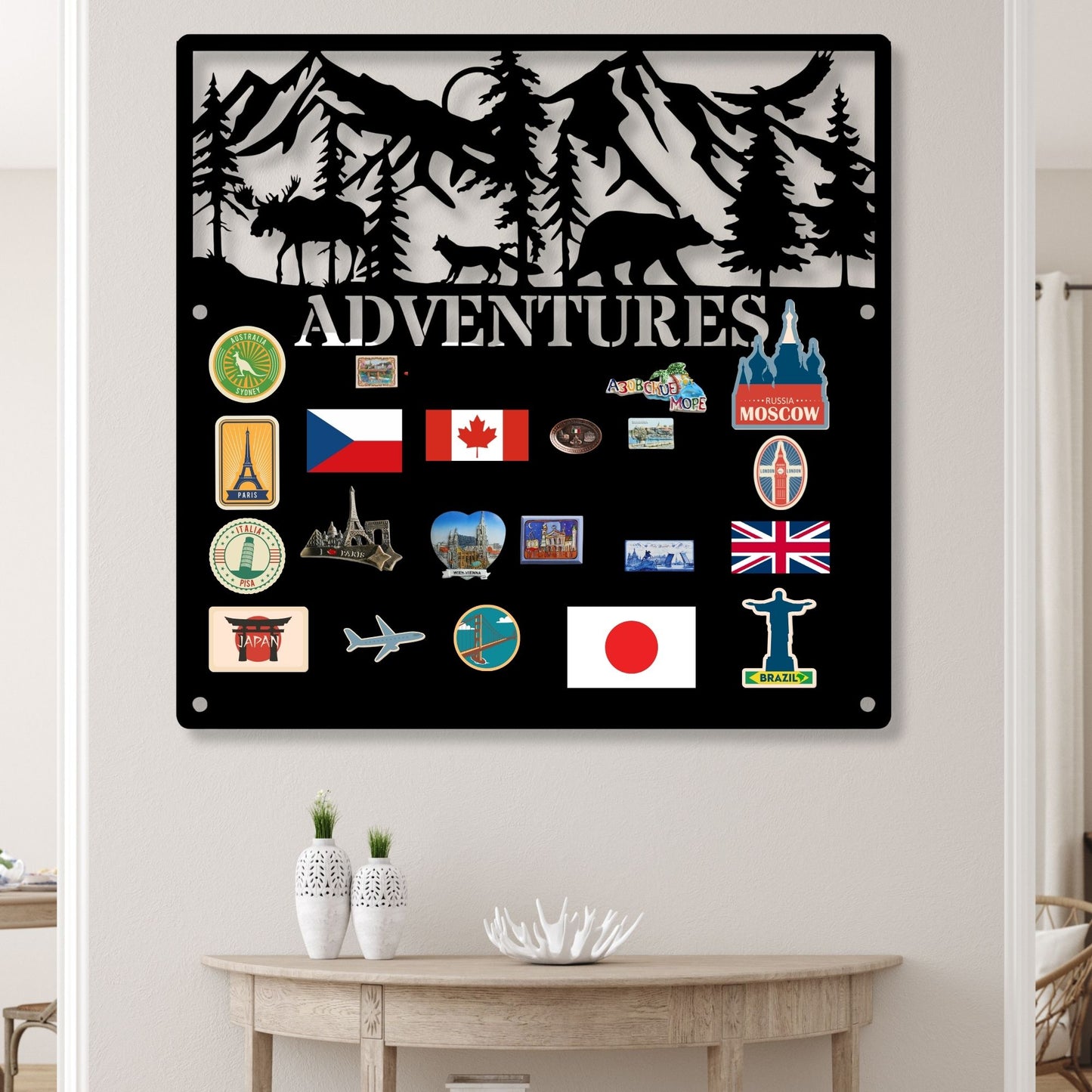 Rustic Metal Adventure Board | Magnetic Travel Tracker Sign | Couples Vacation Goal Map | Outdoor Tracker Wall Art | Moving Tracker Gift